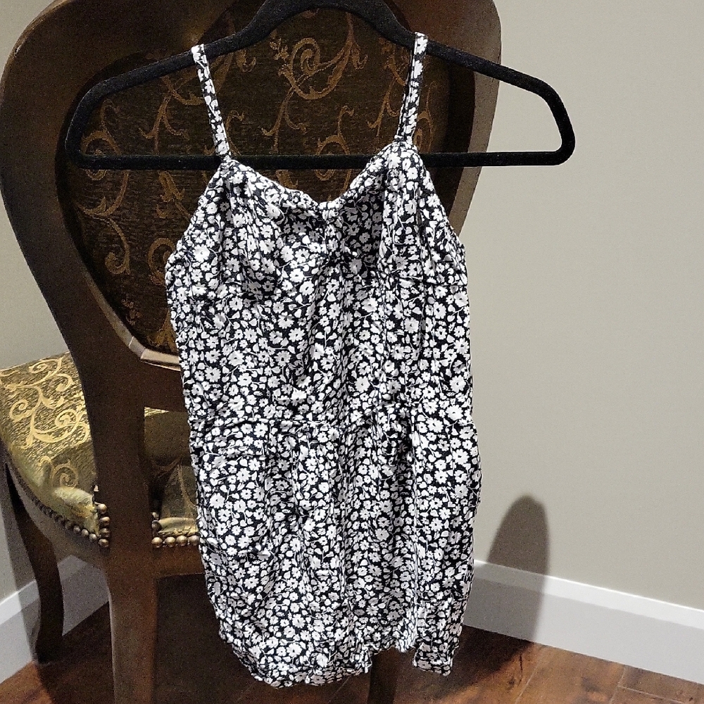 Charming Black and White Floral Kids Camisole